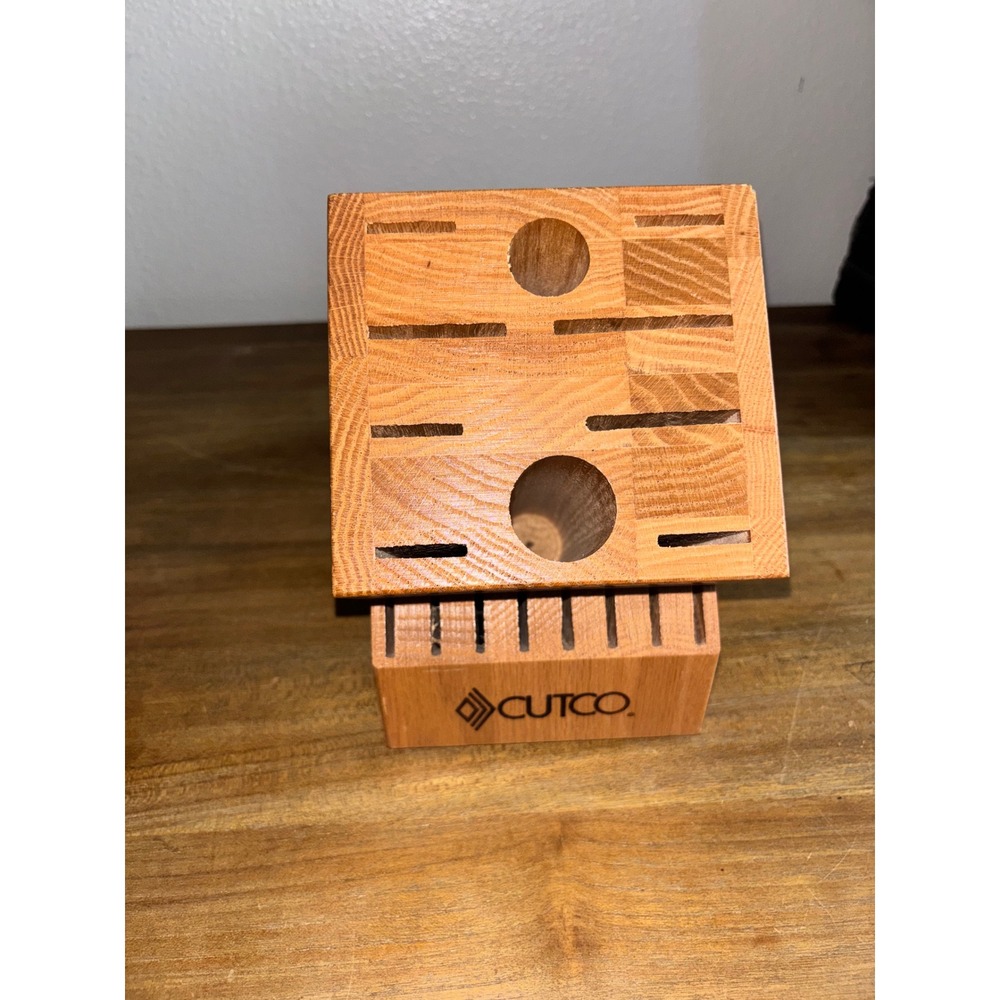 CUTCO Homemaker 18 Slot Gourmet Knife Block Solid Oak Wood Made USA NWOB